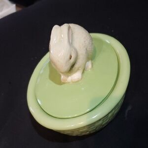 Green Ceramic Bunny Accessory Box